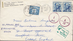 111307 - 1967 UNDERPAID SURFACE MAIL USA TO THE UK/REDIRECTED.