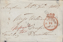 111585 - 1839 FREE FRONT LONDON TO CANFORD MISSENT TO WOODYATES (DORSET).
