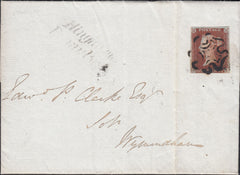111769 - 1D RED PL.XI (SG7)(OL) ON COVER USED WITHIN NORFOLK.