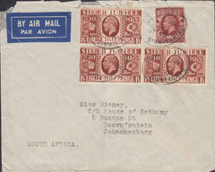 111861 - 1935 AIR MAIL BIRMINGHAM TO SOUTH AFRICA/KGV SILVER JUBILEE ISSUE.