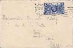 111867 - 1935 MAIL BRIGHTON TO SWITZERLAND/KGV 2½D SILVER JUBILEE (SG456).