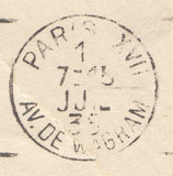 111870 - 1935 MAIL PADDINGTON TO PARIS/KGV SILVER JUBILEE ISSUE.