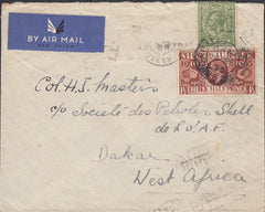 111873 - 1935 AIR MAIL UK TO DAKAR WEST AFRICA/KGV SILVER JUBILEE ISSUE.