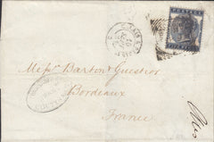 112809 1881 MAIL LONDON TO FRANCE/5D INDIGO (SG169).