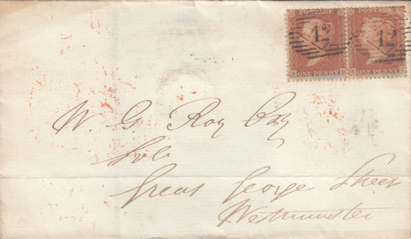 114139 PL.36 (SD SE) YELLOW-BROWN ON BLUED PAPER (SG29 VAR) ON COVER LONDON USAGE.