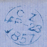 114255 1857 DIE 2 1D PL.40 ORANGE-BROWN ON BLUED PAPER (SG29 SPEC C8(5) ON COVER.