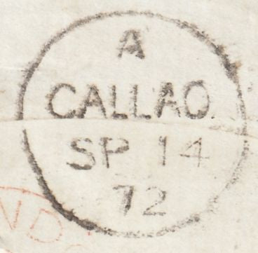 114311 1872 GB USED IN PERU ON COVER.