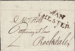 114544 1787 MANCHESTER/"MAN/CHESTER" TWO LINE HAND STAMP (M29).