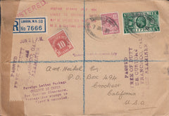 115397 1935 REGISTERED MAIL LONDON TO CALIFORNIA.