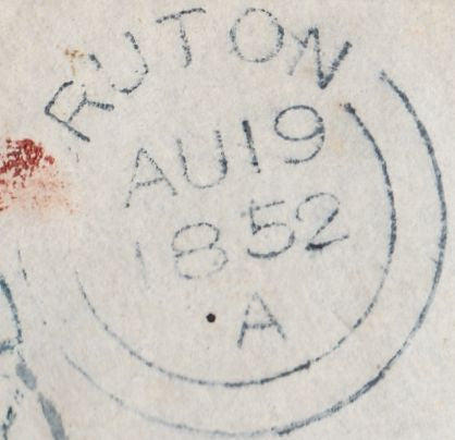 115522 1852 "BRUTON" MAIL BAG SEAL ON REVERSE OF ENVELOPE.