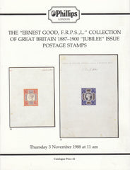 115894 "THE ERNEST GOOD COLLECTION OF GREAT BRITAIN 1887-1900 JUBILEE ISSUE" AUCTION PHILLIPS NOVEMBER 1988.