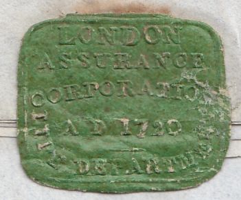 116860 1849 'LONDON ASSURANCE CORPORATION' WAFER SEAL ON ENTIRE TO BIRMINGHAM.