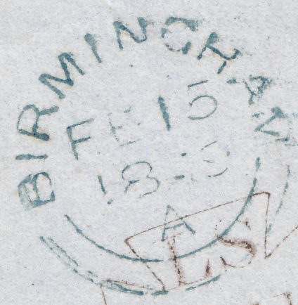 116860 1849 'LONDON ASSURANCE CORPORATION' WAFER SEAL ON ENTIRE TO BIRMINGHAM.