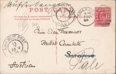 117155 1904 MAIL SWANAGE TO SARAJEVO AUSTRIA.