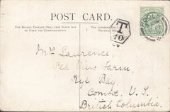 117169 1909 UNDERPAID MAIL POOLE TO BRITISH COLUMBIA.