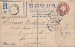 117347 1910 REGISTERED MAIL YETMINSTER TO LONDON, ADDRESSED TO A CONVENT.