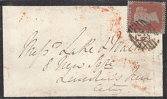 118137 1853 1D ARCHER EXPERIMENTAL PERFORATION PL.93 (SG16b)(CI) ON MOURNING ENVELOPE USED IN LONDON.