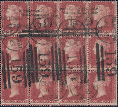 118367 1870 1D PL.144 (SG43) USED BLOCK OF 12.
