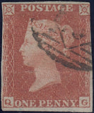 119113 1852-1854 1D PL.157 MATCHED PAIR 1D IMPERF (SG8) AND 1D PERF (SG17) LETTERED QG.