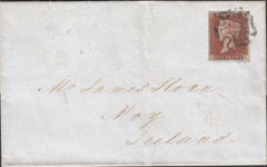 120039 1841 1D RED PL.2 (SG7)(NF) ON COVER LIVERPOOL TO MOY, IRELAND.