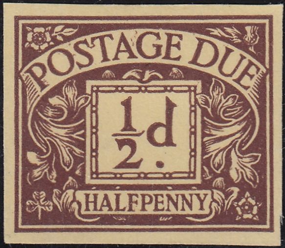 120415 1924 ½D POSTAGE DUE COLOUR TRIAL IN PURPLE AND YELLOW FOR THE 2/6 VALUE.