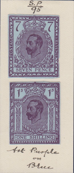 120899 1910 KGV HENTSCHEL ZINC BLOCK ESSAY 7D AND 1S IN 'ART PURPLE ON BLUE'.