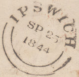 121239 1844 IPSWICH 'IPSWICH/1D/PAID' UNIFORM PENNY POST HAND STAMP (SK215).