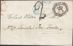 121458 1814 NAPOLEONIC WAR 'TRANSPORT-OFFICE/CROWN G.R/PRISONERS OF WAR' HAND STAMP (L306) ON MAIL USED IN LONDON.