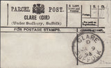 121537 COLLECTION OF 'CLARE' (SUFFOLK) CANCELLATIONS AND DATE STAMPS.