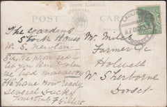 121723 1911 LYDLINCH/STURMINSTER NEWTON/DORSET RUBBER DATE STAMP TO SHERBORNE.