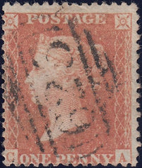 122019 1856-7 DIE 2 1D PL.47 MATCHED PAIR LETTERED CA ON BLUED PAPER (SG33) AND WHITE PAPER (SG40).