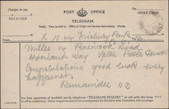 122076 1950 POST OFFICE TELEGRAM CANCELLED UPTON POOLE DORSET.