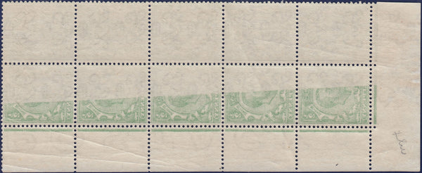 122275 1911 ½D DOWNEY DIE 2 WATERMARK SIMPLE CYPHER (SG344) BLOCK OF TEN WITH PARTIAL OFFSET.
