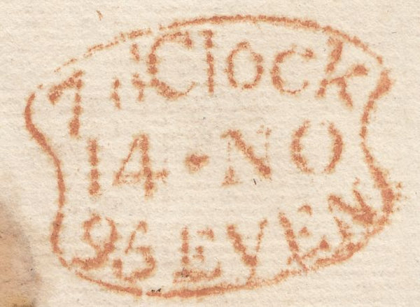 123314 1795 'PORT SQ 2' RECEIVING HOUSE HAND STAMP LONDON PENNY POST (L419).