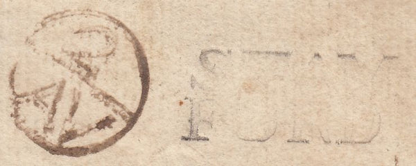 123634 CIRCA 1735 MAIL STAMFORD TO LONDON WITH UNRECORDED 'STAM/FORD' TWO LINE HAND STAMP.