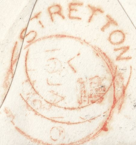 123829 1852 MAIL STAMFORD TO CRIEFF (SCOTLAND) WITH 'CR' (CALEDONIAN RAILWAY) HAND STAMP AND 'STRETTON' UDC.
