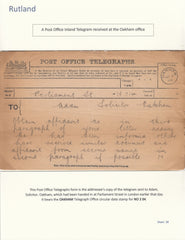 124065 1904 POST OFFICE TELEGRAM WITH 'OAKHAM' DATE STAMP.