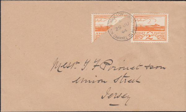 124346 1944 2D JERSEY VIEWS (SG6) BISECT USED ON COVER.
