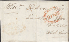 124410 1798 'PENNY POFT/PD.2D/KNIGHTSBRIDGE' OVAL HAND STAMP ON COVER (L450a).
