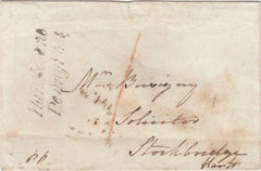 125268 1843 MAIL HURSTBOURNE (HANTS) TO STOCKBRIDGE WITH 'HURSTBOURNE/PENNY POST' HAND STAMP (HA610).