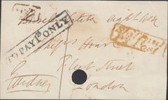 125821 1832 FREE FRONT BROSELEY TO LONDON WITH 'SHIFFNAL/PY POST' HAND STAMP (SH552).