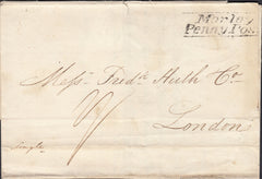 125987 1833 MAIL MORLEY (LEEDS) TO LONDON WITH 'MORLEY/PENNY POST' HAND STAMP (YK2023).