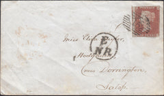 126312 1849 MAIL LONDON TO SALOP WITH CIRCULAR 'E/NR' HAND STAMP OF THE GRAND NORTHERN RAILWAY.