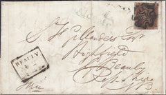 126319 1841 MAIL LONDON TO BEAULY (SCOTLAND) WITH 'T.P/ALDGATE' HAND STAMP IN GREEN (L504c).