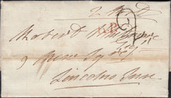 126334 1826 MAIL USED WITHIN LONDON FROM THE 'HOUSE OF PEERS' (HOUSE OF LORDS) WITH 'H:P.' HAND STAMP (L560).