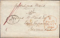 126912 1844 MAIL WEYMOUTH TO BERMUDA WITH 'WEYMOUTH' SKELETON DATE STAMP (35mm).