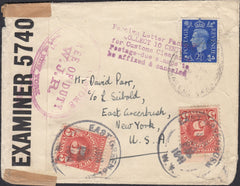 127024 1941 MAIL AMMANFORD, WALES TO NEW YORK WITH US POSTAGE DUES.