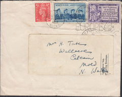 127105 1953 MAIL USA TO AYLESBURY, REDIRECTED TO NORTH WALES WITH COMBINATION OF US AND UK STAMPS.