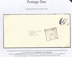 127110 1988 UNPAID AND SURCHARGED MAIL USED IN OAKHAM, LEICS.