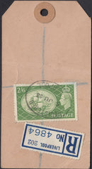 127227 1953 BANKERS 'HVP' PARCEL TAG/2/6 YELLOW-GREEN (SG509).
